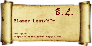Blaser Lestár névjegykártya